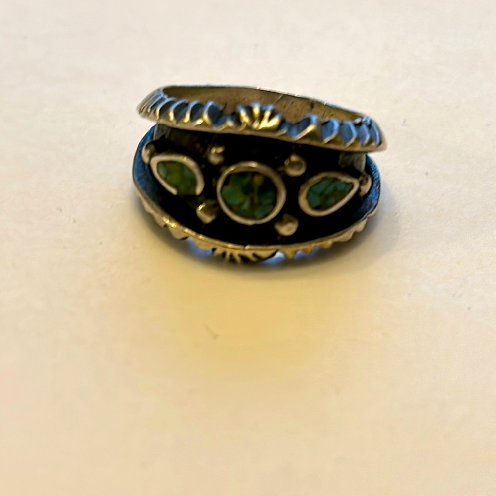 Handcrafted, Black Inter Turquoise Ring - image 1